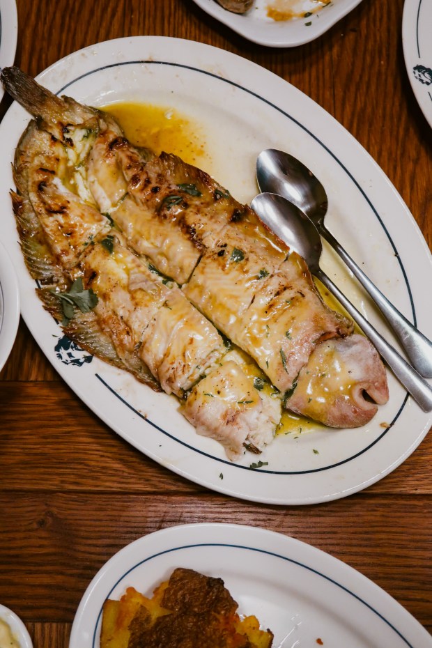 Ultramarinos Marín grilled whole fish Barcelona seafood restaurant